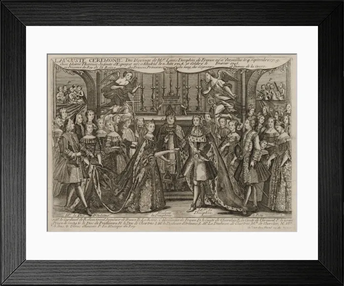 Framed Print : Marriage of Louis, Dauphin of France to Marie Therese Raphaelle, Infanta of Spain in 1745 at Versailles, 1745. Artist: Anonymous Framed Print : Marriage of Louis, Dauphin of France to Marie Therese Raphaelle, Infanta of Spain in 1745 at Versailles, 1745. Artist: Anonymous