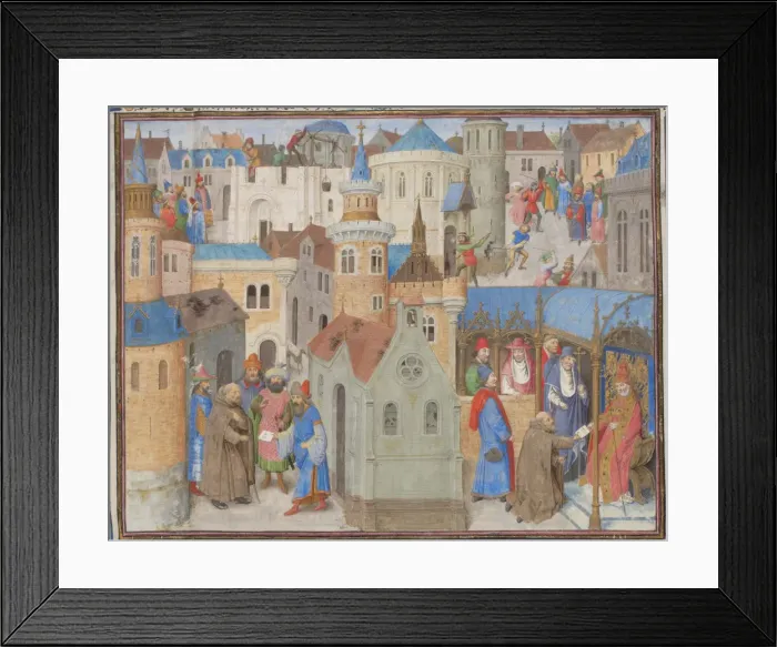 Framed Print : Peter the Hermit hears Pope Urban II at the Council of Clermont. Miniature from the Historia by William of Tyre, 1460s. Artist: Anonymous Framed Print : Peter the Hermit hears Pope Urban II at the Council of Clermont. Miniature from the Historia by William of Tyre, 1460s. Artist: Anonymous
