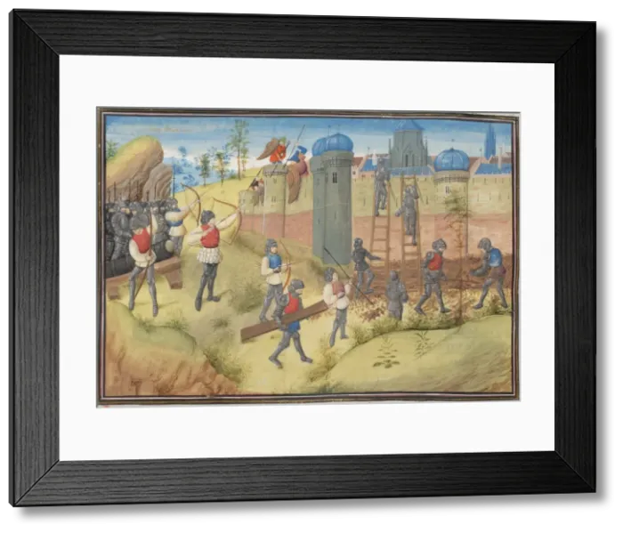 Framed Print : The Siege of Jerusalem, 1099. Miniature from the Historia by William of Tyre, 1460s. Artist: Anonymous Framed Print : The Siege of Jerusalem, 1099. Miniature from the Historia by William of Tyre, 1460s. Artist: Anonymous