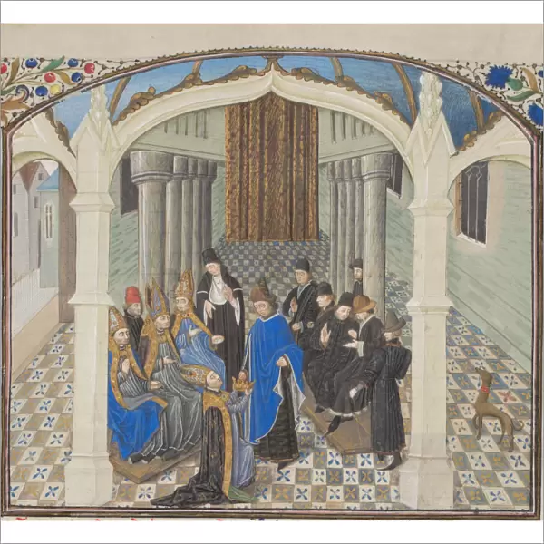 The coronation of Baldwin II on 1118. Miniature from the Historia by William of Tyre, 1460s. Artist: Anonymous