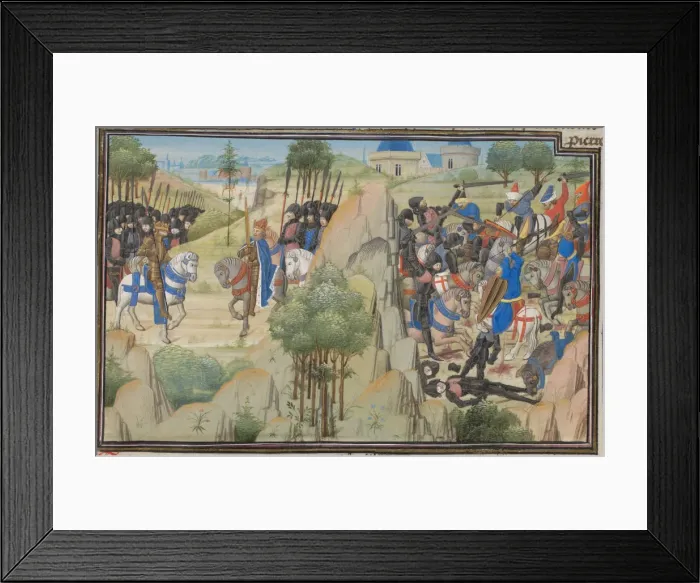 Framed Print : Meeting of Conrad III of Germany and Louis VII of France. Miniature from the Historia by William of Tyre, 1460s. Artist: Anonymous Framed Print : Meeting of Conrad III of Germany and Louis VII of France. Miniature from the Historia by William of Tyre, 1460s. Artist: Anonymous