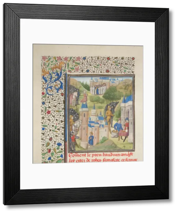 Framed Print : Baldwin of Boulogne entering Edessa in February 1098. Miniature from the Historia by William of Tyre, 1460s. Artist: Anonymous Framed Print : Baldwin of Boulogne entering Edessa in February 1098. Miniature from the Historia by William of Tyre, 1460s. Artist: Anonymous