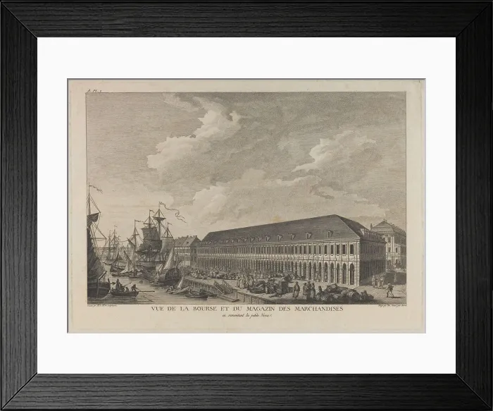 Framed Print : Stock exchange in Saint Petersburg, c. 1785. Artist: Auvray, Pierre Laurent (1736-?) Framed Print : Stock exchange in Saint Petersburg, c. 1785. Artist: Auvray, Pierre Laurent (1736-?)
