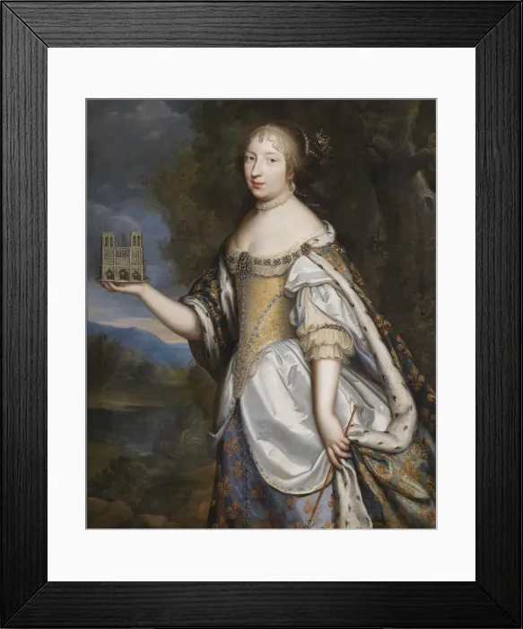 Framed Print : Portrait of Maria Theresa of Spain (1638-1683), Queen consort of France and Navarre. Artist: Beaubrun, Charles (1604-1692) Framed Print : Portrait of Maria Theresa of Spain (1638-1683), Queen consort of France and Navarre. Artist: Beaubrun, Charles (1604-1692)