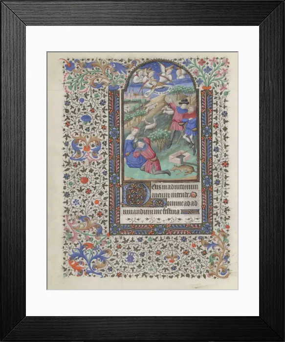 Framed Print : The Annunciation to the Shepherds (Book of Hours), 1440-1460. Artist: Bedford Master (active 1405-1465) Framed Print : The Annunciation to the Shepherds (Book of Hours), 1440-1460. Artist: Bedford Master (active 1405-1465)