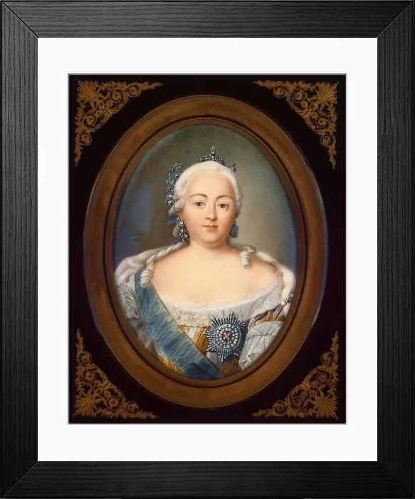Framed Print : Portrait of Empress Elisabeth Petrovna (1709-1762). Artist: Benner, Jean-Henri (1776-1836) Framed Print : Portrait of Empress Elisabeth Petrovna (1709-1762). Artist: Benner, Jean-Henri (1776-1836)
