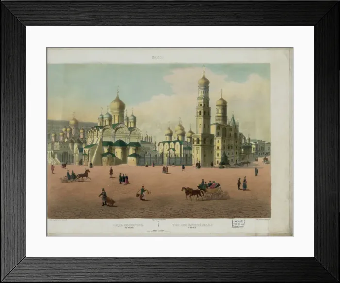 Framed Print : The Cathedral Square in the Moscow Kremlin (from a panoramic view of Moscow in 10 parts), ca 1848. Artist: Benoist, Philippe (1813-after 1879) Framed Print : The Cathedral Square in the Moscow Kremlin (from a panoramic view of Moscow in 10 parts), ca 1848. Artist: Benoist, Philippe (1813-after 1879)