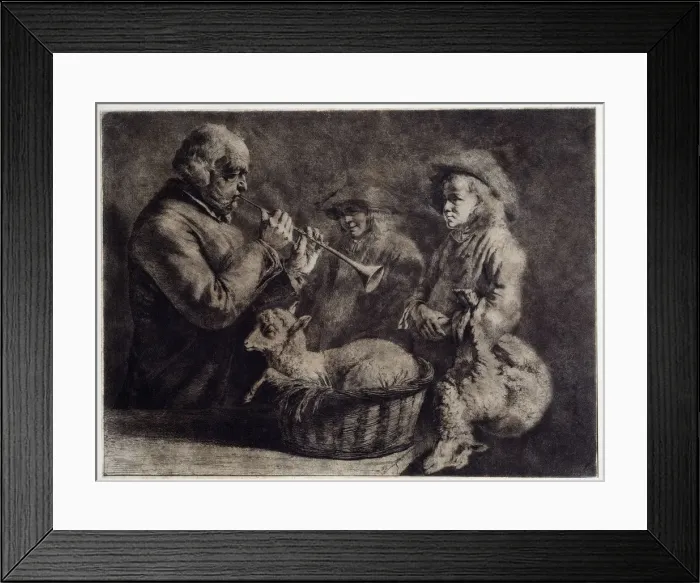 Framed Print : The Oboist. Artist: Boissieu, Jean-Jacques, de (1736-1810) Framed Print : The Oboist. Artist: Boissieu, Jean-Jacques, de (1736-1810)