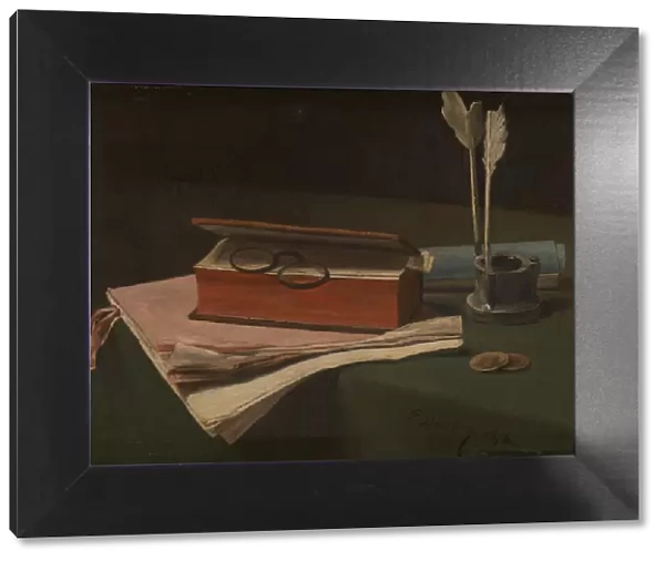 Still Life with Book, Papers and Inkwell, 1876. Artist: Bonvin, Francois (1817-1887)