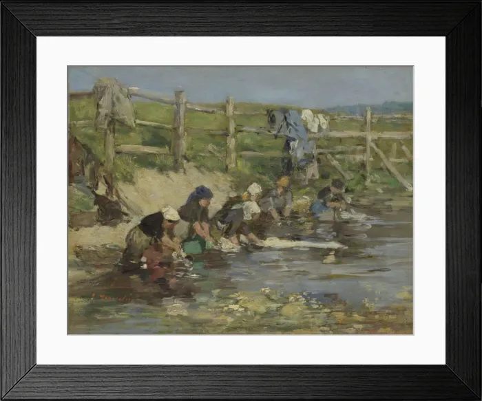 Framed Print : Laundresses by a Stream, ca. 1886-1890. Artist: Boudin, Eugene-Louis (1824-1898) Framed Print : Laundresses by a Stream, ca. 1886-1890. Artist: Boudin, Eugene-Louis (1824-1898)