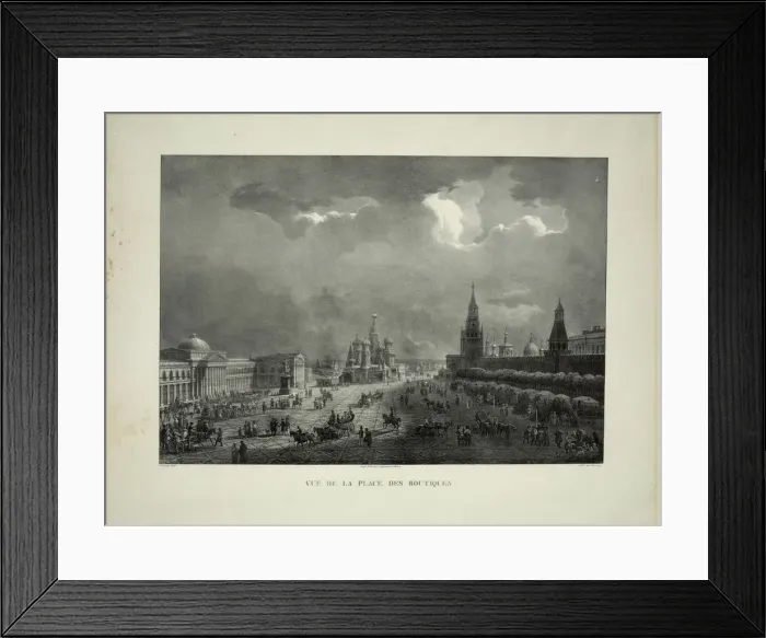Framed Print : Upper Trading Rows at the Red Square in Moscow, c. 1830. Artist: Cadolle, Auguste Jean Baptiste Antoine (1782-1849) Framed Print : Upper Trading Rows at the Red Square in Moscow, c. 1830. Artist: Cadolle, Auguste Jean Baptiste Antoine (1782-1849)