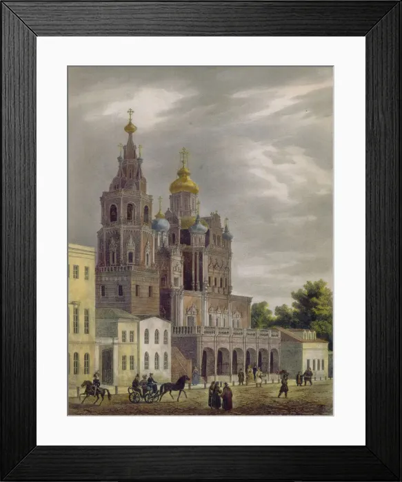 Framed Print : The Church of the Dormition of the Theotokos at the Pokrovka Street in Moscow, 1825. Artist: Cadolle, Auguste Jean Baptiste Antoine (1782-1849) Framed Print : The Church of the Dormition of the Theotokos at the Pokrovka Street in Moscow, 1825. Artist: Cadolle, Auguste Jean Baptiste Antoine (1782-1849)