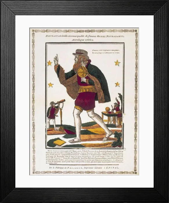 Framed Print : Michel de Nostredame (1503-1566), c. 1810. Artist: Canivet, Charles Nicolas (1753-1829) Framed Print : Michel de Nostredame (1503-1566), c. 1810. Artist: Canivet, Charles Nicolas (1753-1829)