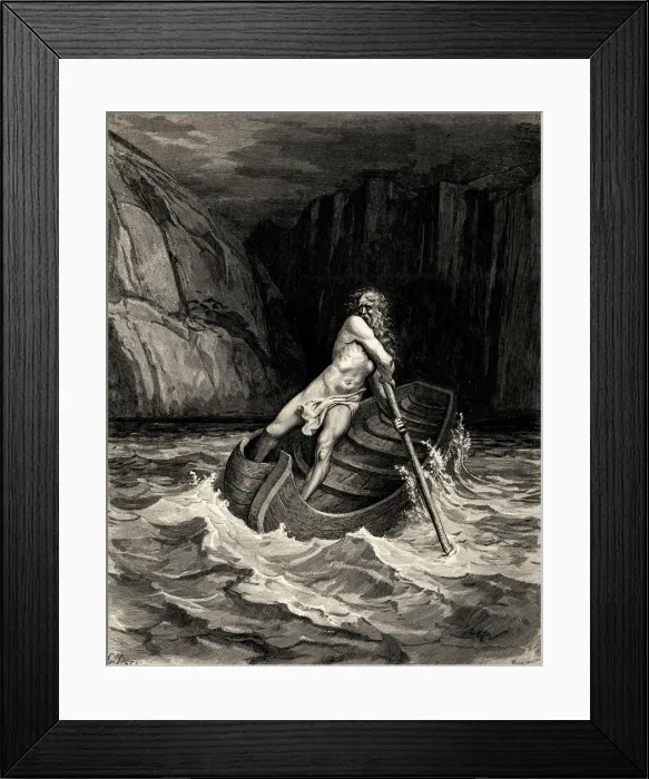 Framed Print : Arrival of Charon. Illustration to the Divine Comedy by Dante Alighieri, 1857. Artist: Dore, Gustave (1832-1883) Framed Print : Arrival of Charon. Illustration to the Divine Comedy by Dante Alighieri, 1857. Artist: Dore, Gustave (1832-1883)