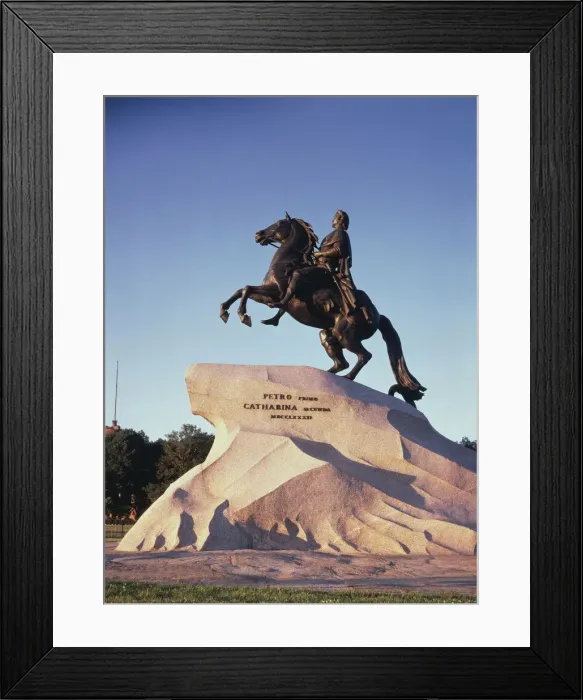 Framed Print : Rider statue of Peter the Great in St. Petersburg, 1766-1782. Artist: Falconet, Etienne Maurice (1716-1791) Framed Print : Rider statue of Peter the Great in St. Petersburg, 1766-1782. Artist: Falconet, Etienne Maurice (1716-1791)
