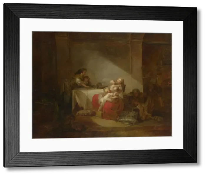 Framed Print : Interior Scene. The Happy Mother, Second Half of the 18th cen Artist: Fragonard, Jean Honore (1732-1806) Framed Print : Interior Scene. The Happy Mother, Second Half of the 18th cen Artist: Fragonard, Jean Honore (1732-1806)
