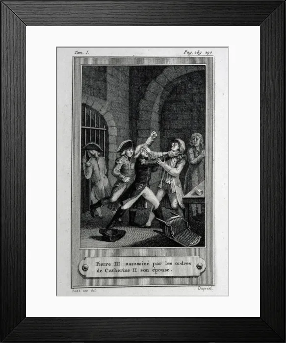Framed Print : The Assassination of Emperor of Russia Peter III Fyodorovich on 17 July 1762. Artist: French master Framed Print : The Assassination of Emperor of Russia Peter III Fyodorovich on 17 July 1762. Artist: French master