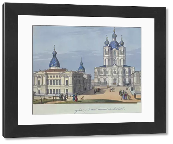 The Smolny Resurrection Cathedral in Saint Petersburg, 1830-1840s. Artist: French master