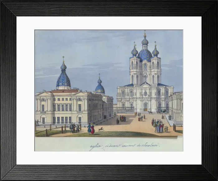 Framed Print : The Smolny Resurrection Cathedral in Saint Petersburg, 1830-1840s. Artist: French master Framed Print : The Smolny Resurrection Cathedral in Saint Petersburg, 1830-1840s. Artist: French master