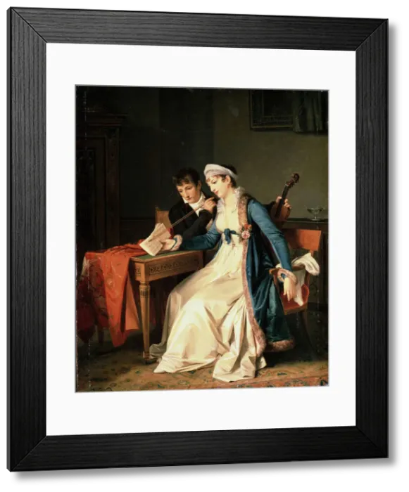Framed Print : The Music Lesson. Artist: Gerard, Marguerite (1761-1837) Framed Print : The Music Lesson. Artist: Gerard, Marguerite (1761-1837)