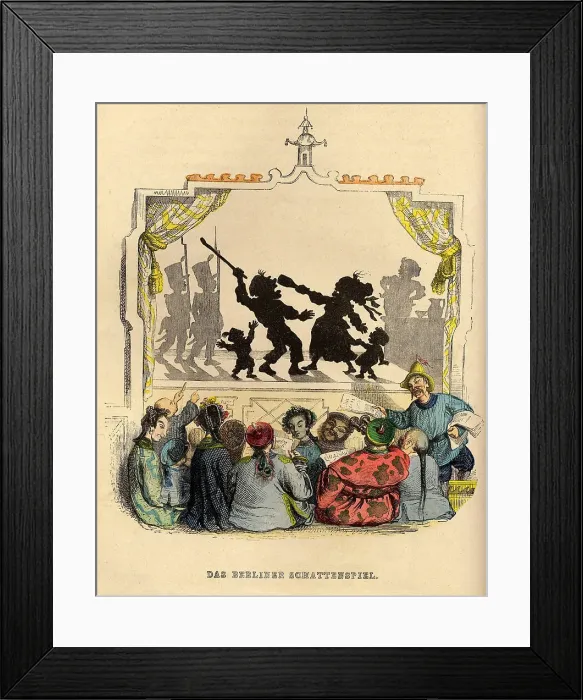 Framed Print : The Berlin Shadowplay, 1840s. Artist: Grandville, Jean-Jacques (1803-1847) Framed Print : The Berlin Shadowplay, 1840s. Artist: Grandville, Jean-Jacques (1803-1847)