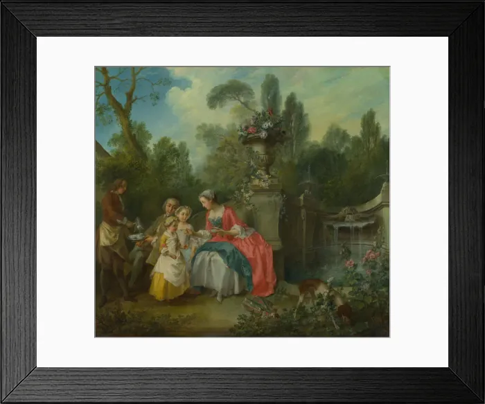Framed Print : A Lady in a Garden taking Coffee with some Children, ca 1742. Artist: Lancret, Nicolas (1690-1743) Framed Print : A Lady in a Garden taking Coffee with some Children, ca 1742. Artist: Lancret, Nicolas (1690-1743)