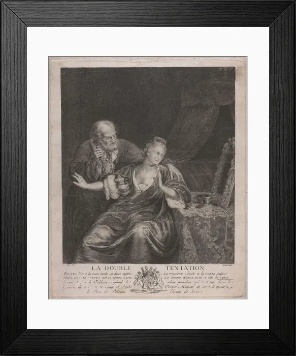 Framed Print : Double Temptation, 18th century. Artist: Mesnil (Menil), Elie (active Mid of 18th cen. ) Framed Print : Double Temptation, 18th century. Artist: Mesnil (Menil), Elie (active Mid of 18th cen. )