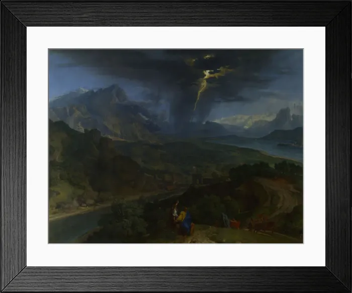 Framed Print : Mountain Landscape with Lightning, ca 1675. Artist: Millet, Jean-Francois, the Elder (1642-1679) Framed Print : Mountain Landscape with Lightning, ca 1675. Artist: Millet, Jean-Francois, the Elder (1642-1679)