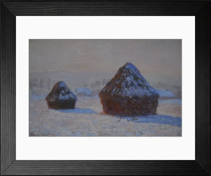 Framed Print : Wheatstacks, Snow Effect, Morning, 1891. Artist: Monet, Claude (1840-1926) Framed Print : Wheatstacks, Snow Effect, Morning, 1891. Artist: Monet, Claude (1840-1926)