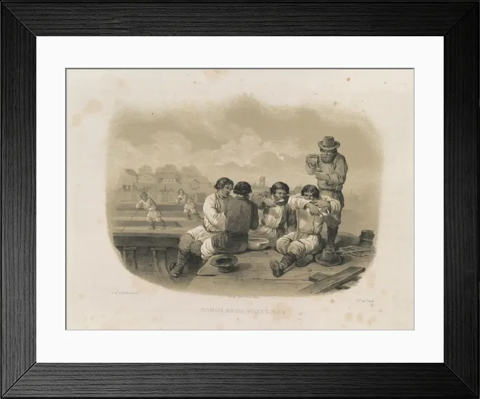 Framed Print : Builders on a boat (From: The Construction of the Saint Isaacs Cathedral), 1845. Artist: Montferrand, Auguste, de (1786-1858) Framed Print : Builders on a boat (From: The Construction of the Saint Isaacs Cathedral), 1845. Artist: Montferrand, Auguste, de (1786-1858)
