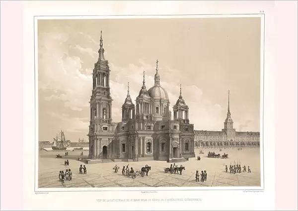 View of the Saint Isaacs Cathedral at the Time of Catherine II (From: The Construction of the Saint Isaacs Cathedral), 1845. Artist: Montferrand, Auguste, de (1786-1858)