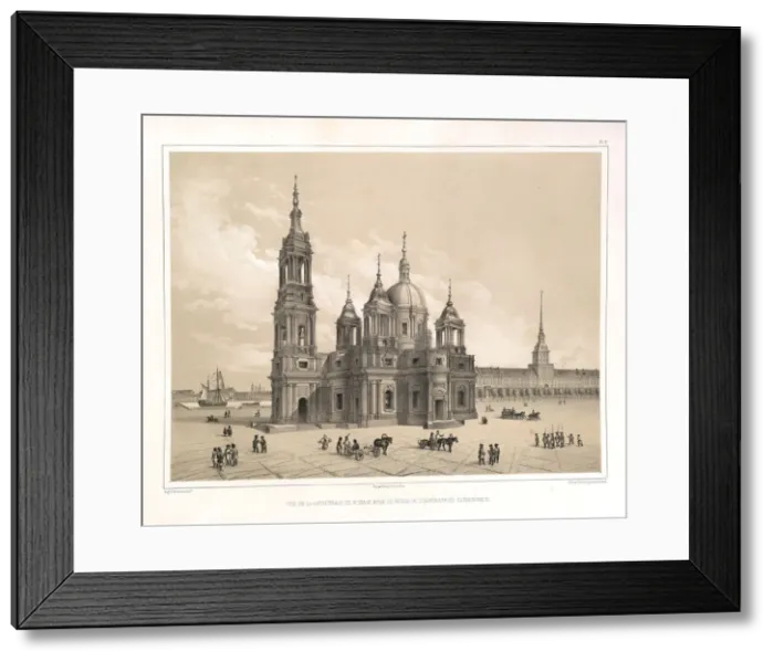 Framed Print : View of the Saint Isaacs Cathedral at the Time of Catherine II (From: The Construction of the Saint Isaacs Cathedral), 1845. Artist: Montferrand, Auguste, de (1786-1858) Framed Print : View of the Saint Isaacs Cathedral at the Time of Catherine II (From: The Construction of the Saint Isaacs Cathedral), 1845. Artist: Montferrand, Auguste, de (1786-1858)