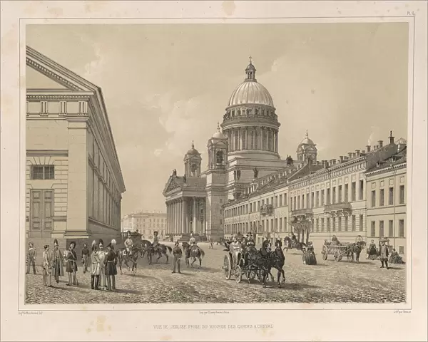 Saint Isaacs Cathedral As Seen From the Cavalry Manege (From: The Construction of the Saint Isaacs Cathedral), 1845. Artist: Montferrand, Auguste, de (1786-1858)