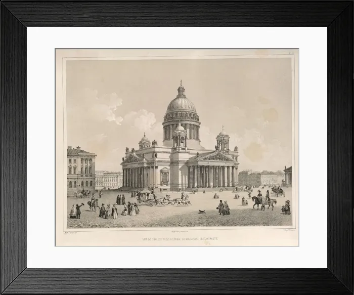 Framed Print : Saint Isaacs Cathedral As Seen From The Admiralteysky Prospekt (From: The Construction of the Saint Isaacs Cathedral), 1845. Artist: Montferrand, Auguste, de (1786-1858) Framed Print : Saint Isaacs Cathedral As Seen From The Admiralteysky Prospekt (From: The Construction of the Saint Isaacs Cathedral), 1845. Artist: Montferrand, Auguste, de (1786-1858)