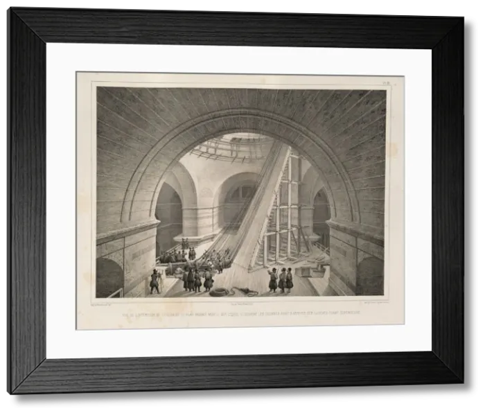 Framed Print : Inside view of the Cathedral and a ramp (From: The Construction of the Saint Isaacs Cathedral), 1845. Artist: Montferrand, Auguste, de (1786-1858) Framed Print : Inside view of the Cathedral and a ramp (From: The Construction of the Saint Isaacs Cathedral), 1845. Artist: Montferrand, Auguste, de (1786-1858)