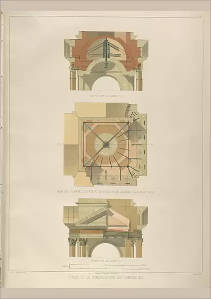 Detail of the bell tower construction (From: The Construction of the Saint Isaacs Cathedral), 1845. Artist: Montferrand, Auguste, de (1786-1858)