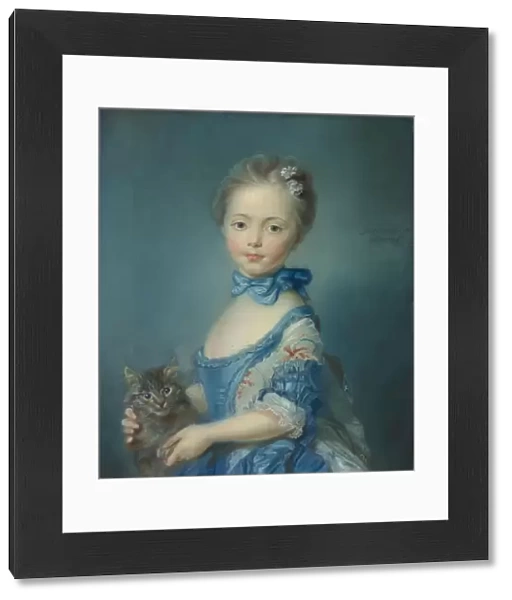 A Girl with a Kitten, 1745. Artist: Perronneau, Jean-Baptiste (1715-1783)