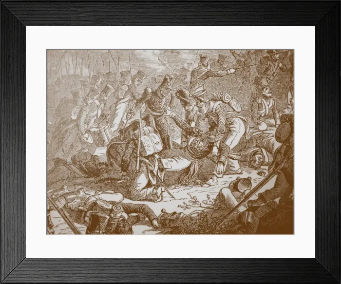 Framed Print : Death of General Gudin at the Battle of Valutino, 1830s. Artist: Philippoteaux, Henri Felix Emmanuel (1815-1884) Framed Print : Death of General Gudin at the Battle of Valutino, 1830s. Artist: Philippoteaux, Henri Felix Emmanuel (1815-1884)