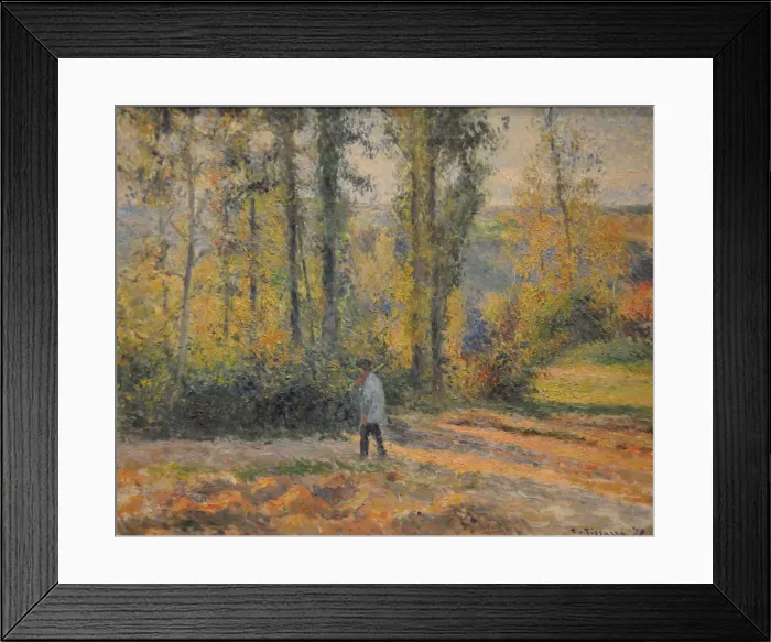 Framed Print : Landscape with a Hunter, Pontoise (Paysage a Pontoise avec un chasseur), 1879. Artist: Pissarro, Camille (1830-1903) Framed Print : Landscape with a Hunter, Pontoise (Paysage a Pontoise avec un chasseur), 1879. Artist: Pissarro, Camille (1830-1903)