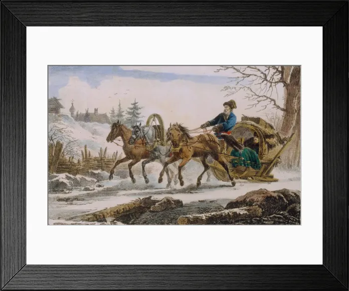 Framed Print : Kibitka, 1820. Artist: Pluchart, Eugene (1809-1880) Framed Print : Kibitka, 1820. Artist: Pluchart, Eugene (1809-1880)