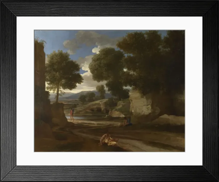 Framed Print : Landscape with Travellers Resting, ca 1638. Artist: Poussin, Nicolas (1594-1665) Framed Print : Landscape with Travellers Resting, ca 1638. Artist: Poussin, Nicolas (1594-1665)
