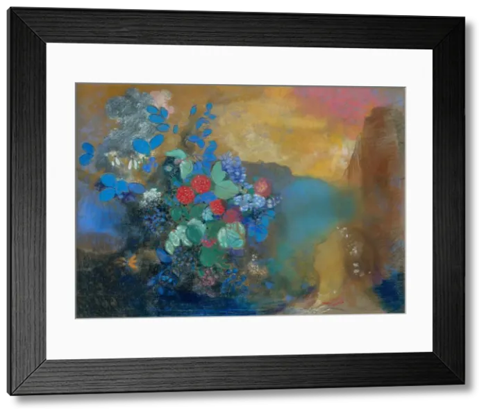 Framed Print : Ophelia among the Flowers, c. 1907. Artist: Redon, Odilon (1840-1916) Framed Print : Ophelia among the Flowers, c. 1907. Artist: Redon, Odilon (1840-1916)