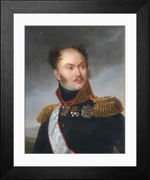 Framed Print : Portrait of Count Mikhail Fyodorovich Orlov (1788-1842), ca 1818. Artist: Riesener, Henri-Francoiss (1767-1828) Framed Print : Portrait of Count Mikhail Fyodorovich Orlov (1788-1842), ca 1818. Artist: Riesener, Henri-Francoiss (1767-1828)