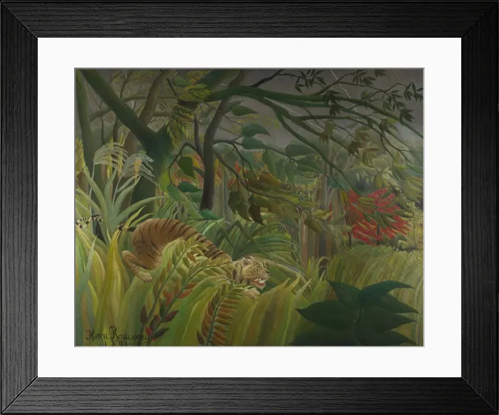 Framed Print : Surprised!, 1891. Artist: Rousseau, Henri Julien Felix (1844-1910) Framed Print : Surprised!, 1891. Artist: Rousseau, Henri Julien Felix (1844-1910)