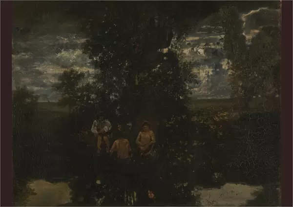 Moonlight. The Bathers, 1860s. Artist: Rousseau, Theodore (1812-1867)