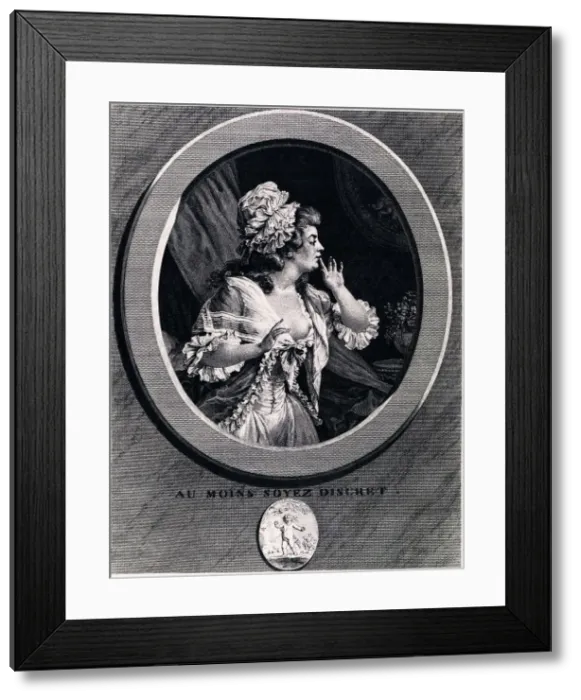 Framed Print : Au moins soyez discret!, 1789. Artist: Saint-Aubin, Augustin, de (1736-1807) Framed Print : Au moins soyez discret!, 1789. Artist: Saint-Aubin, Augustin, de (1736-1807)