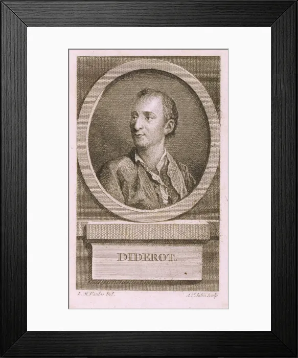 Framed Print : Portrait of Denis Diderot (1713?1784). Artist: Saint-Aubin, Augustin, de (1736-1807) Framed Print : Portrait of Denis Diderot (1713?1784). Artist: Saint-Aubin, Augustin, de (1736-1807)