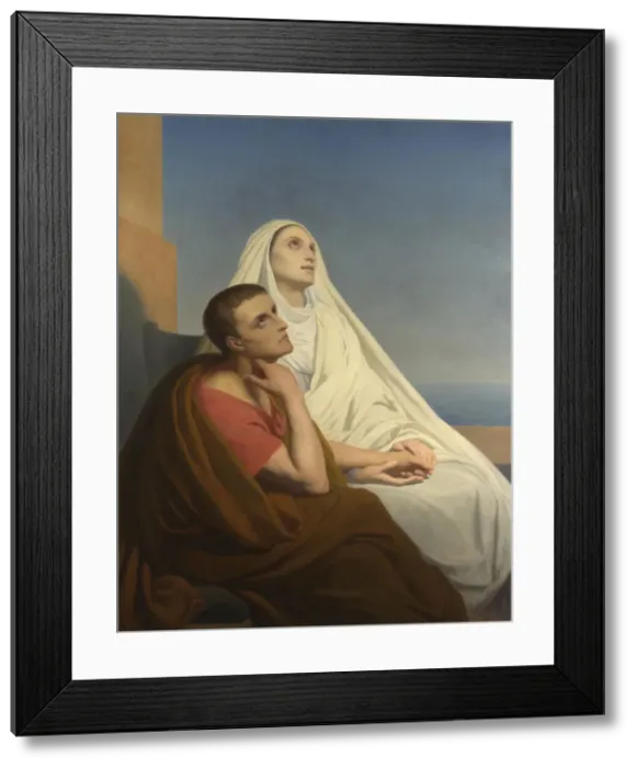 Framed Print : Saints Augustine and Monica, 1854. Artist: Scheffer, Ary (1795-1858) Framed Print : Saints Augustine and Monica, 1854. Artist: Scheffer, Ary (1795-1858)