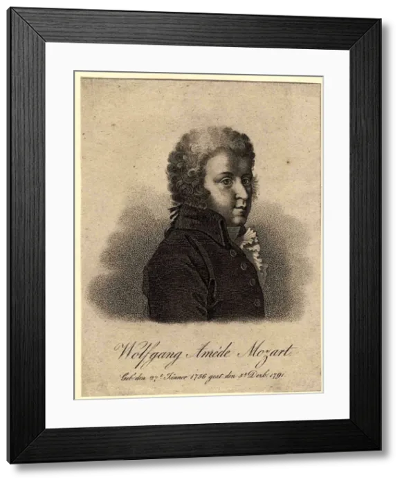 Framed Print : Portrait of the composer Wolfgang Amadeus Mozart (1756-1791), after 1824. Artist: Tardieu, Pierre Alexandre (1756-1844) Framed Print : Portrait of the composer Wolfgang Amadeus Mozart (1756-1791), after 1824. Artist: Tardieu, Pierre Alexandre (1756-1844)