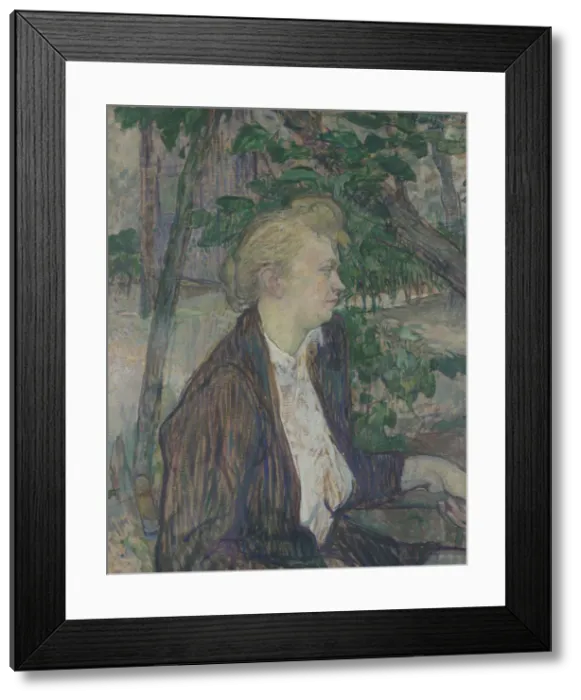 Framed Print : Woman seated in a Garden, 1891. Artist: Toulouse-Lautrec, Henri, de (1864-1901) Framed Print : Woman seated in a Garden, 1891. Artist: Toulouse-Lautrec, Henri, de (1864-1901)